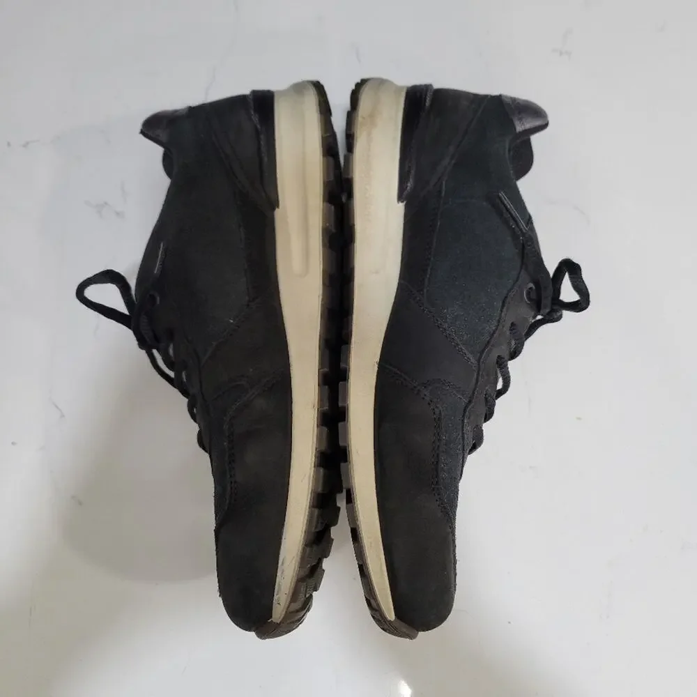Ecco Retro Low Top Metallic Black Leather Sneakers Size 39 EU 8.5 US